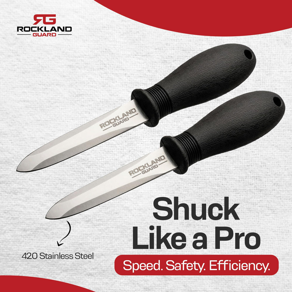 Close-up of Rockland Guard 3.5-inch blade for reliable leverage.