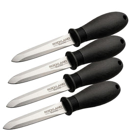 Rockland Guard Oyster Shucking Knife 4-Pack displayed, ideal for party seafood boils.