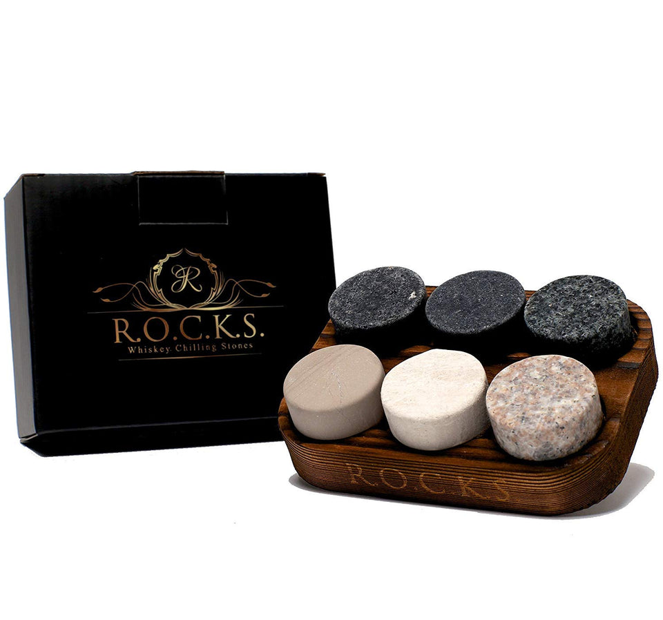 ROCKS WHISKEY CHILLING STONES 6-piece set cooling whiskey without dilution.