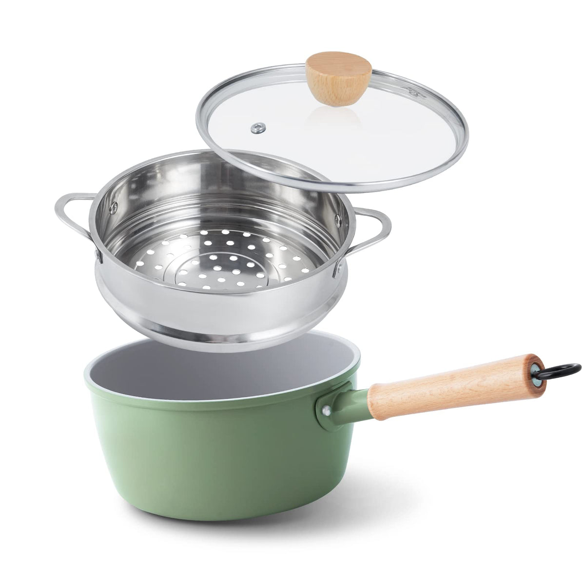 ROCKURWOK ceramic nonstick 3 qt saucepan with lid for smooth cooking and easy cleanup