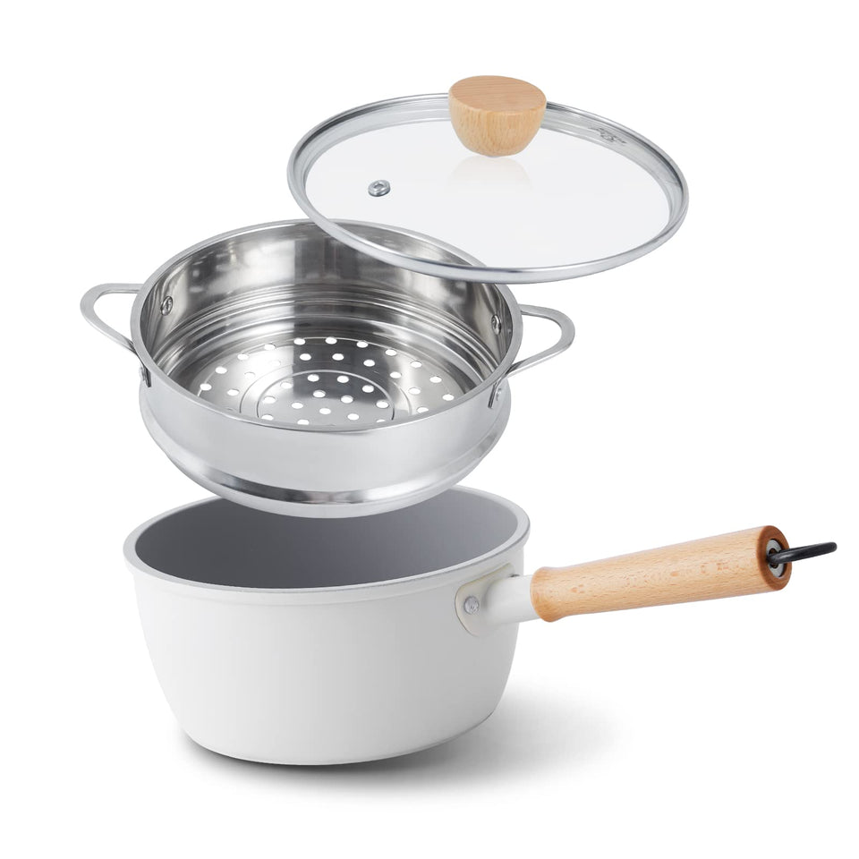 ROCKURWOK ceramic nonstick sauce pan 3qt with easy release for sauces and pasta.
