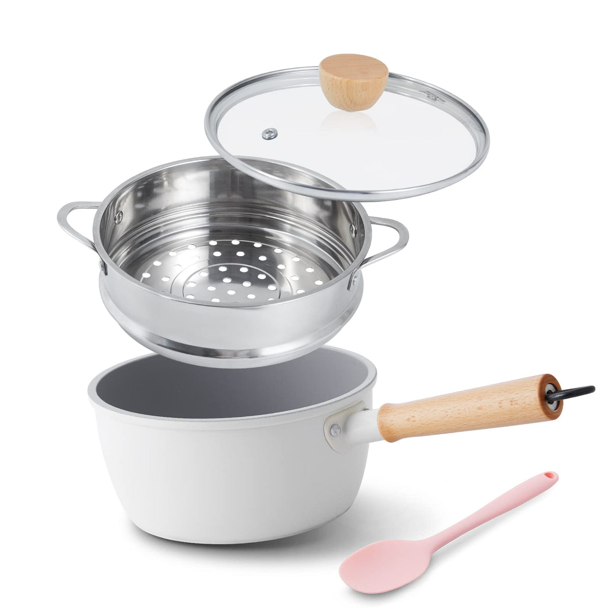 ROCKURWOK ceramic nonstick saucepan with lid for effortless cooking and cleanup.