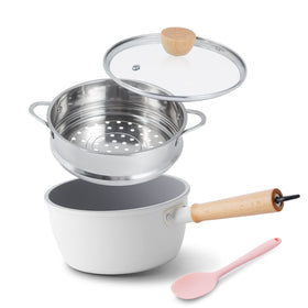 ROCKURWOK ceramic nonstick saucepan with lid for effortless cooking and cleanup.