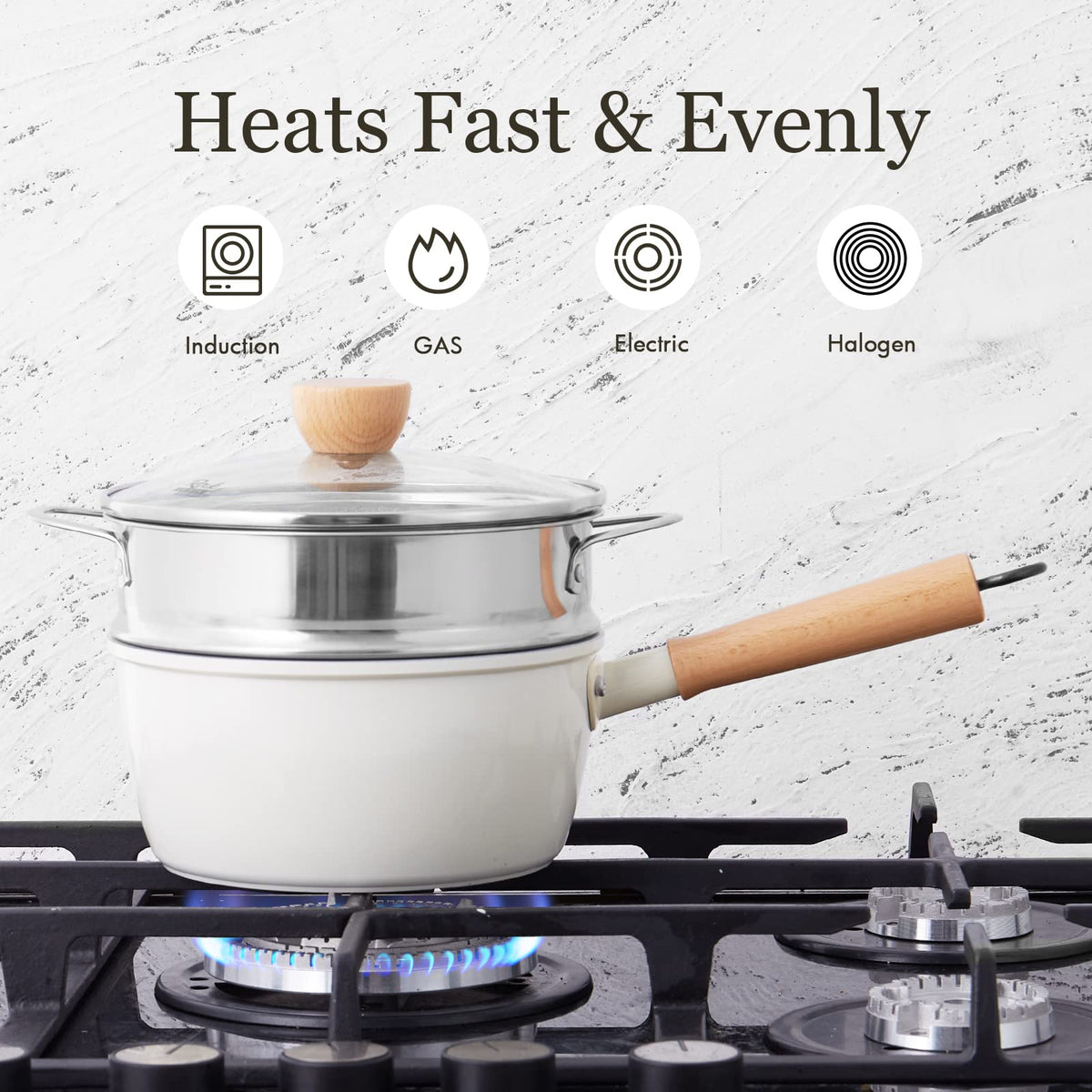 ROCKURWOK compact pot design fits small kitchens and shelves neatly.