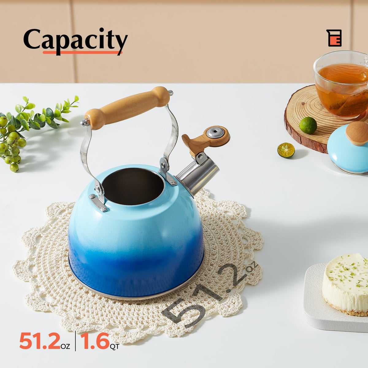 ROCKURWOK stovetop kettle with loud whistle signals when water boils