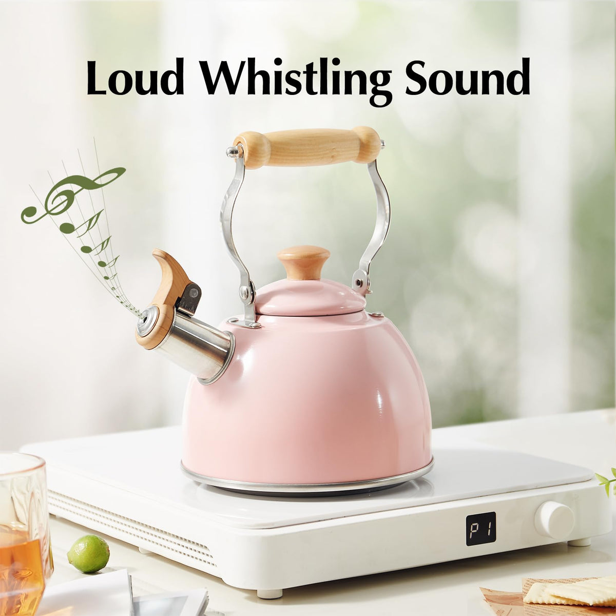 ROCKURWOK kettle emits a loud whistle to signal boiling.