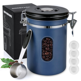 ROCKY&CHAO 1800ml canister with window preserves coffee freshness.