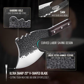 ROCOCO cleaver surface texture prevents sticking during heavy chopping