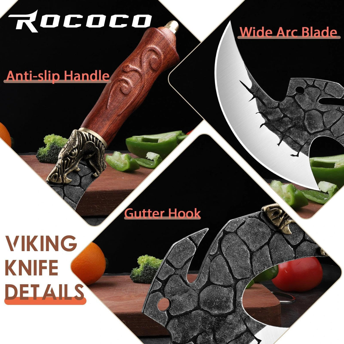 ROCOCO Viking Cleaver in outdoor use for camping and BBQ tasks