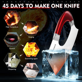 ROCOCO Easy Handle Meat Cleaver 15-degree edge emphasizes clean cuts with minimal resistance