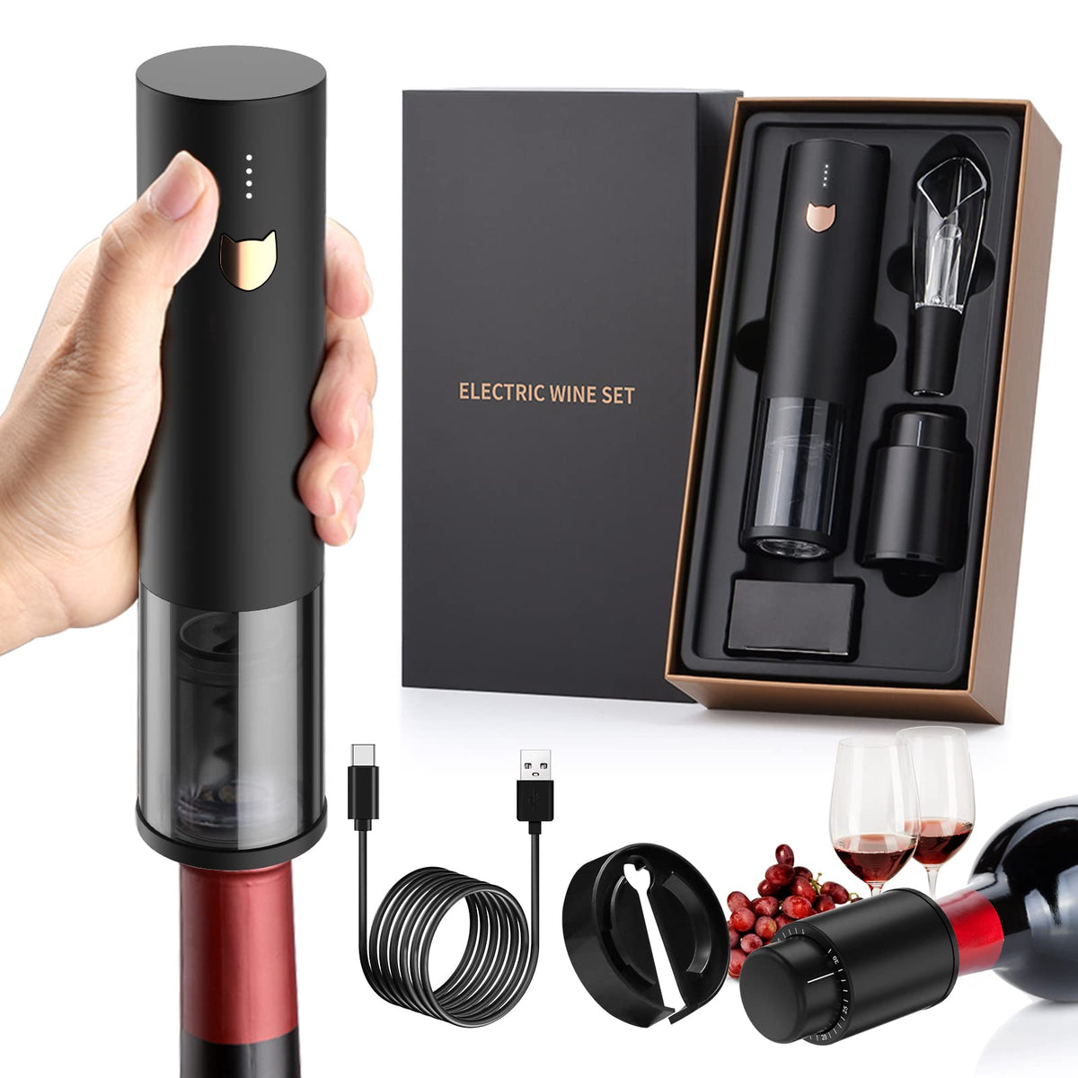 Rocyis electric wine opener for quick bottle opening