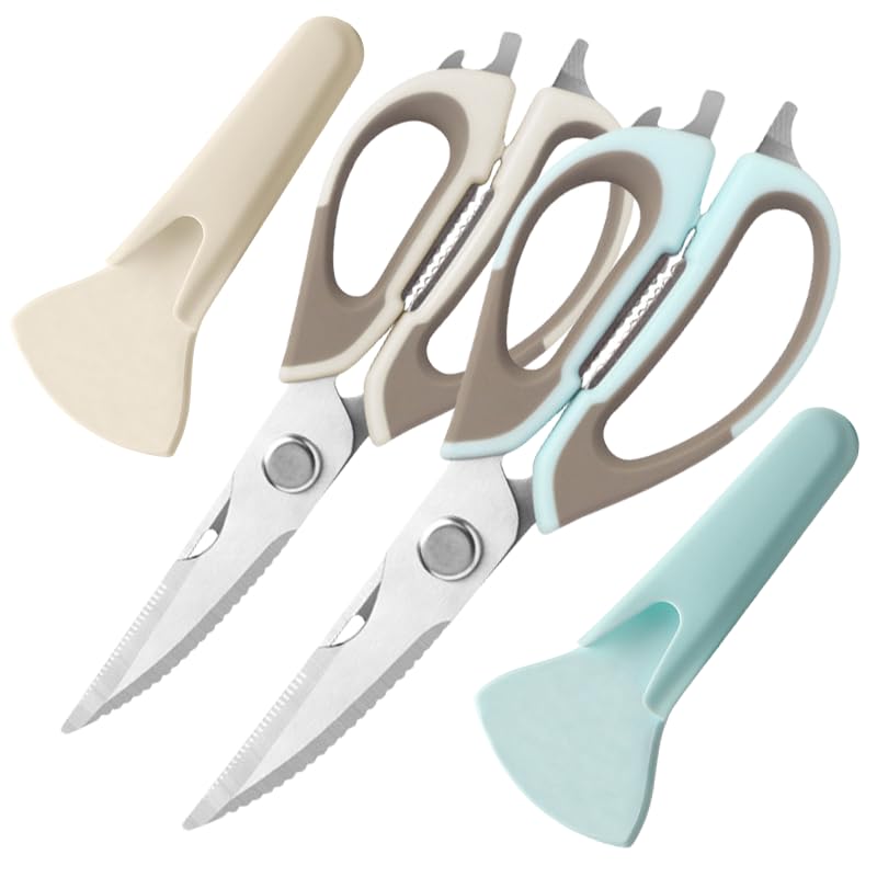 Roczipeng two-piece heavy-duty kitchen scissors with detachable blades for versatile cutting.