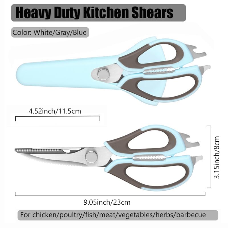Roczipeng kitchen scissors mounted on magnetic holder for easy fridge storage.