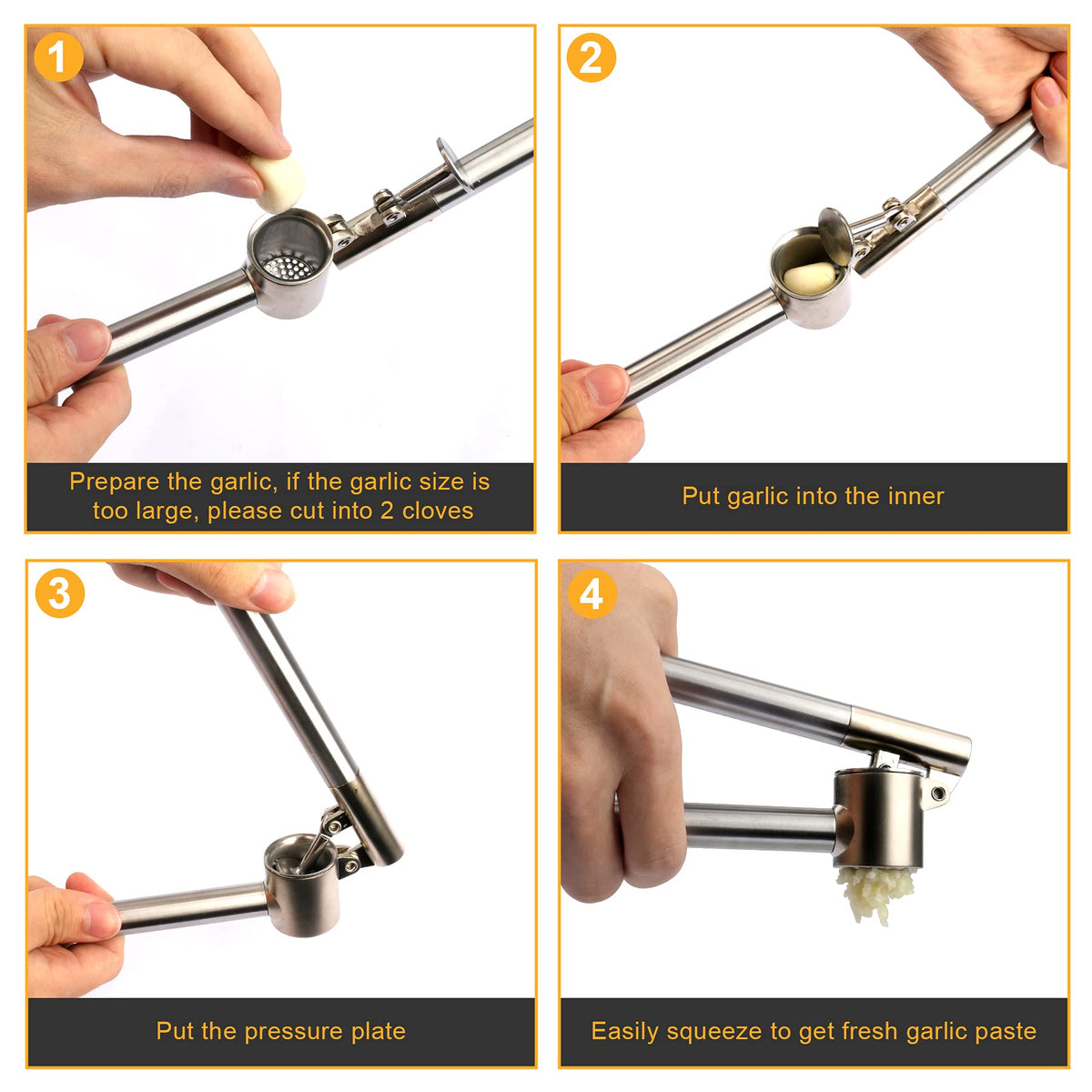 Roeene garlic press easy-clean detachable parts for quick cleanup.