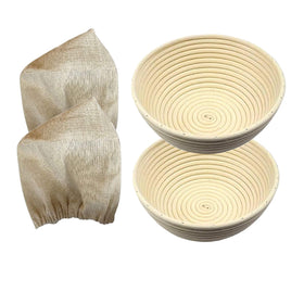 RoEsha 7-inch round banneton basket 2-pack for proofing artisanal loaves using natural rattan.