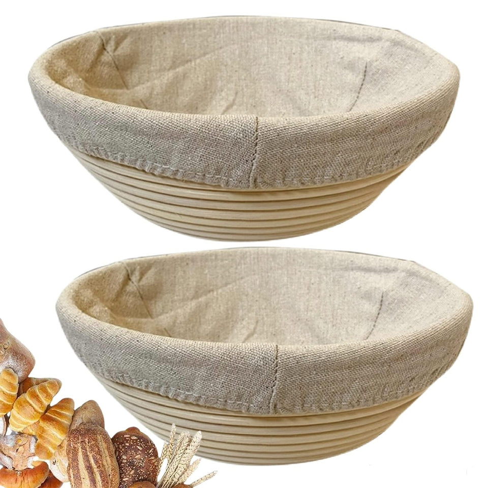 RoEsha 9-inch round banneton front view for artisan bread shaping.