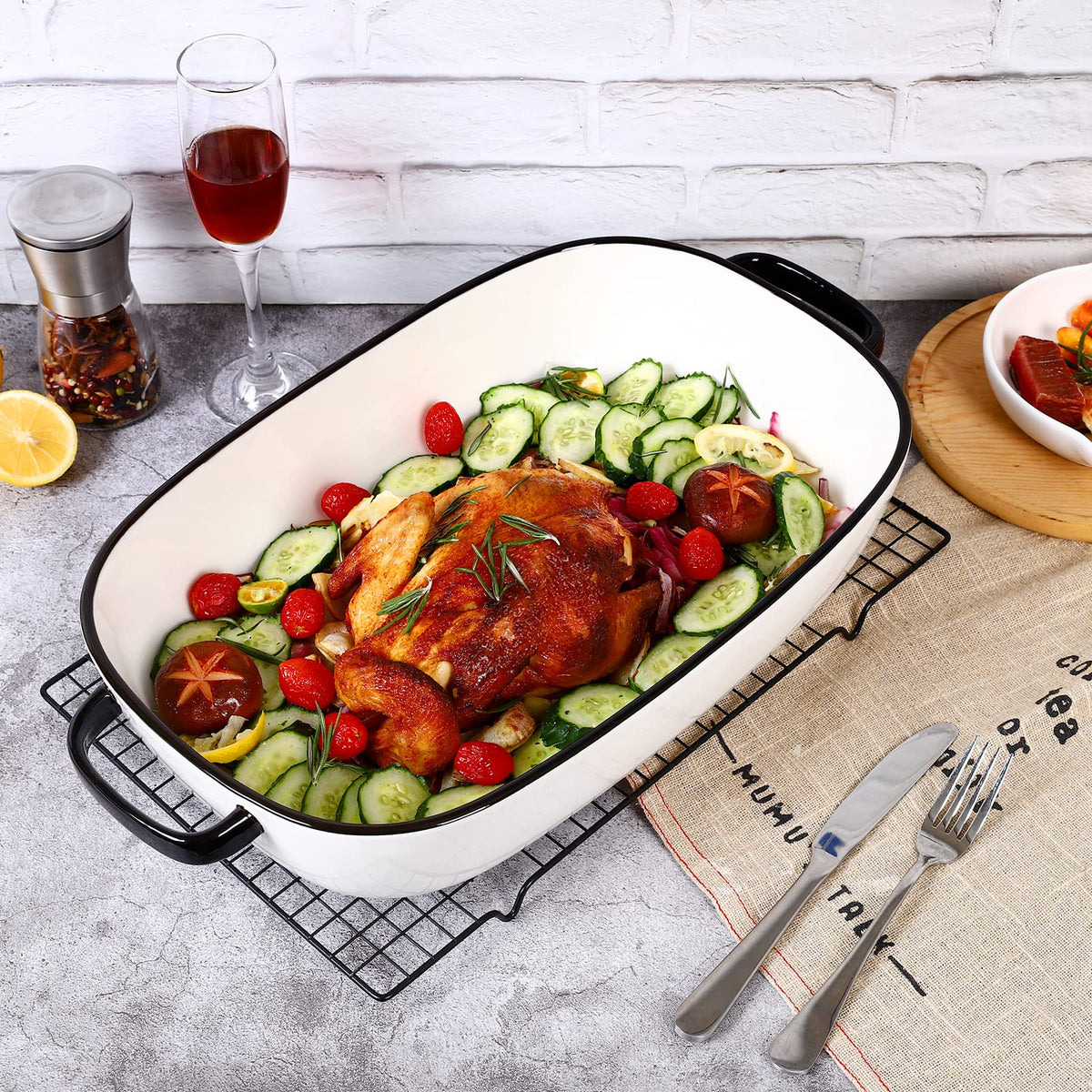 Roeveca ceramic glaze oven-safe bakeware with even heat distribution