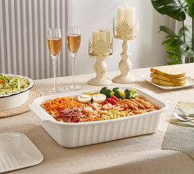 Roeveca ceramic casserole dish 13.5x9 for generous capacity and crowd-friendly meals.