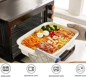 Roeveca dishwasher-safe bakeware simplifies cleanup after family dinners.