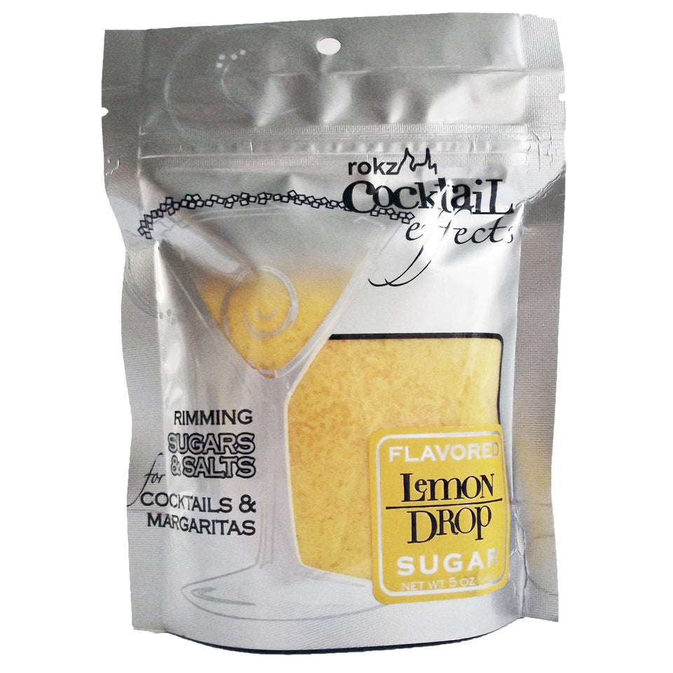 Rokz Lemon Drop sugar pack on table ready for rim