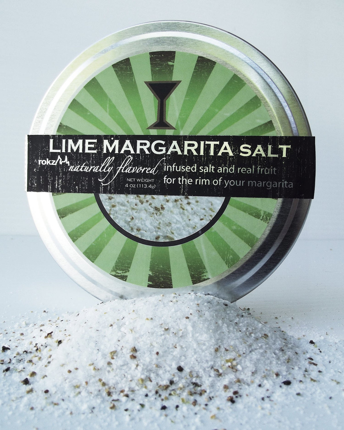 Rokz Lime Margarita Salt rim on glass for professional presentation