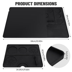Rolitwils 23x15 silicone mat provides ample space for cups and accessories.