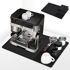 Rolitwils silicone coffee mat with Ninja Luxe setup, stabilizes accessories and contains spills.