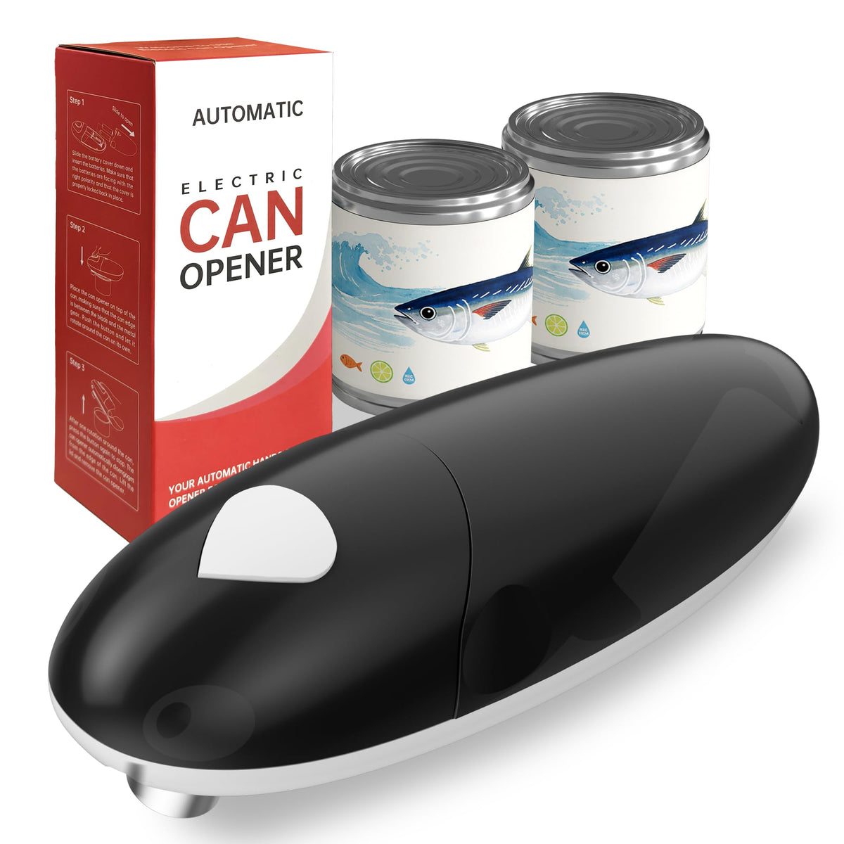 ROLWAY can opener front view highlights compact design for easy kitchen storage
