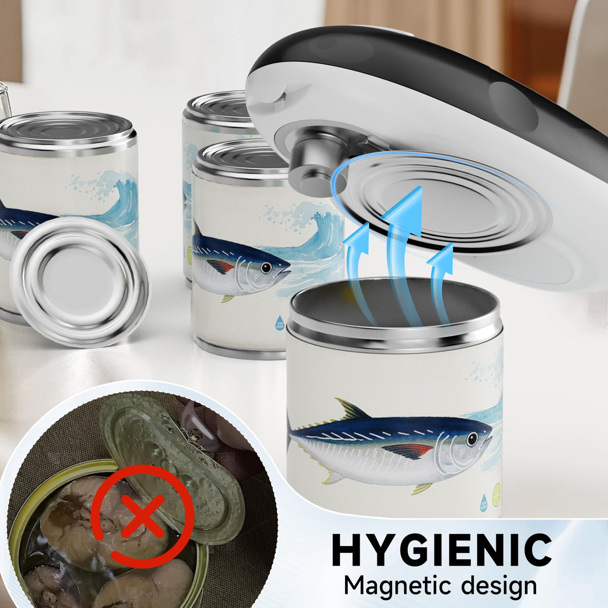 ROLWAY magnetic lid detachment shows hygienic, hands-free disposal after opening