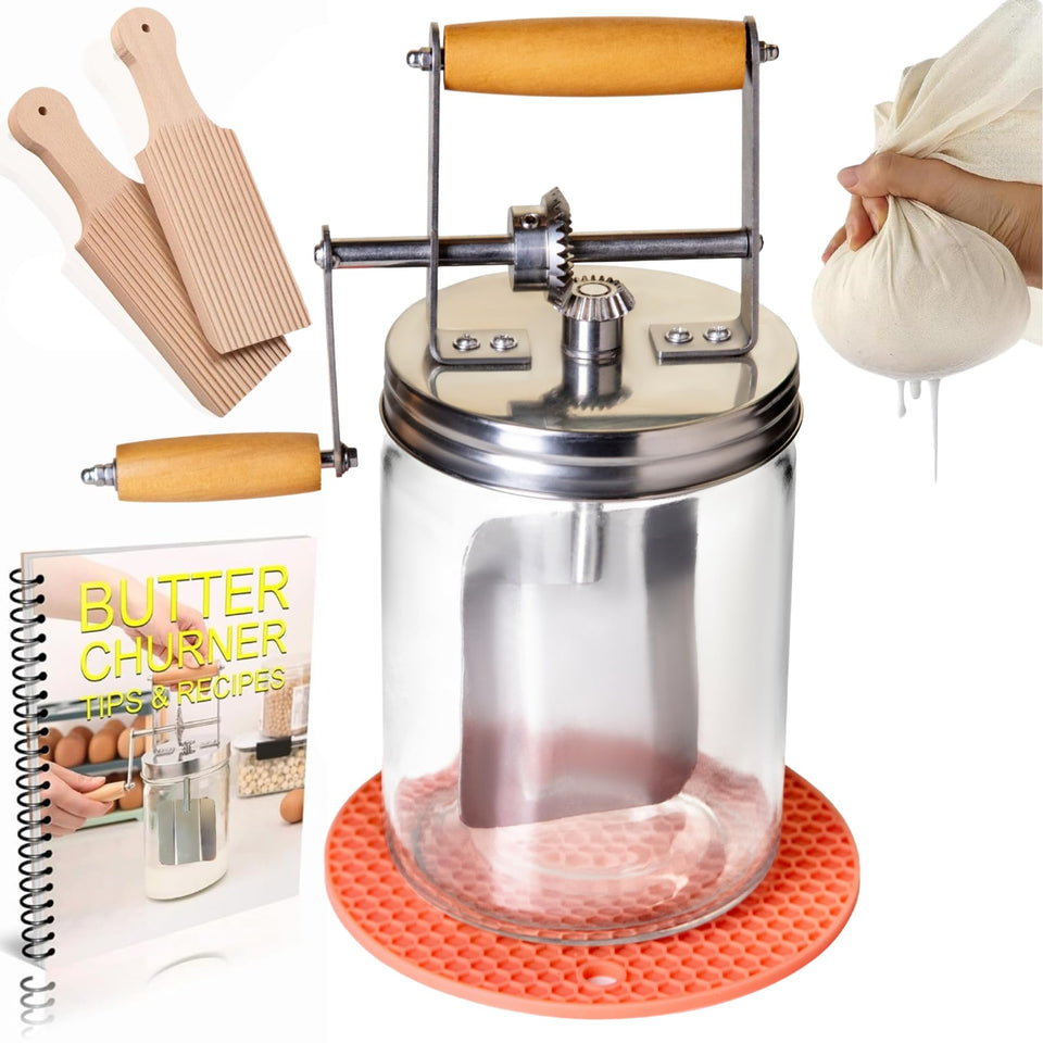 Roman Ventures Dazey butter churner assembly for traditional, hands-on butter making.