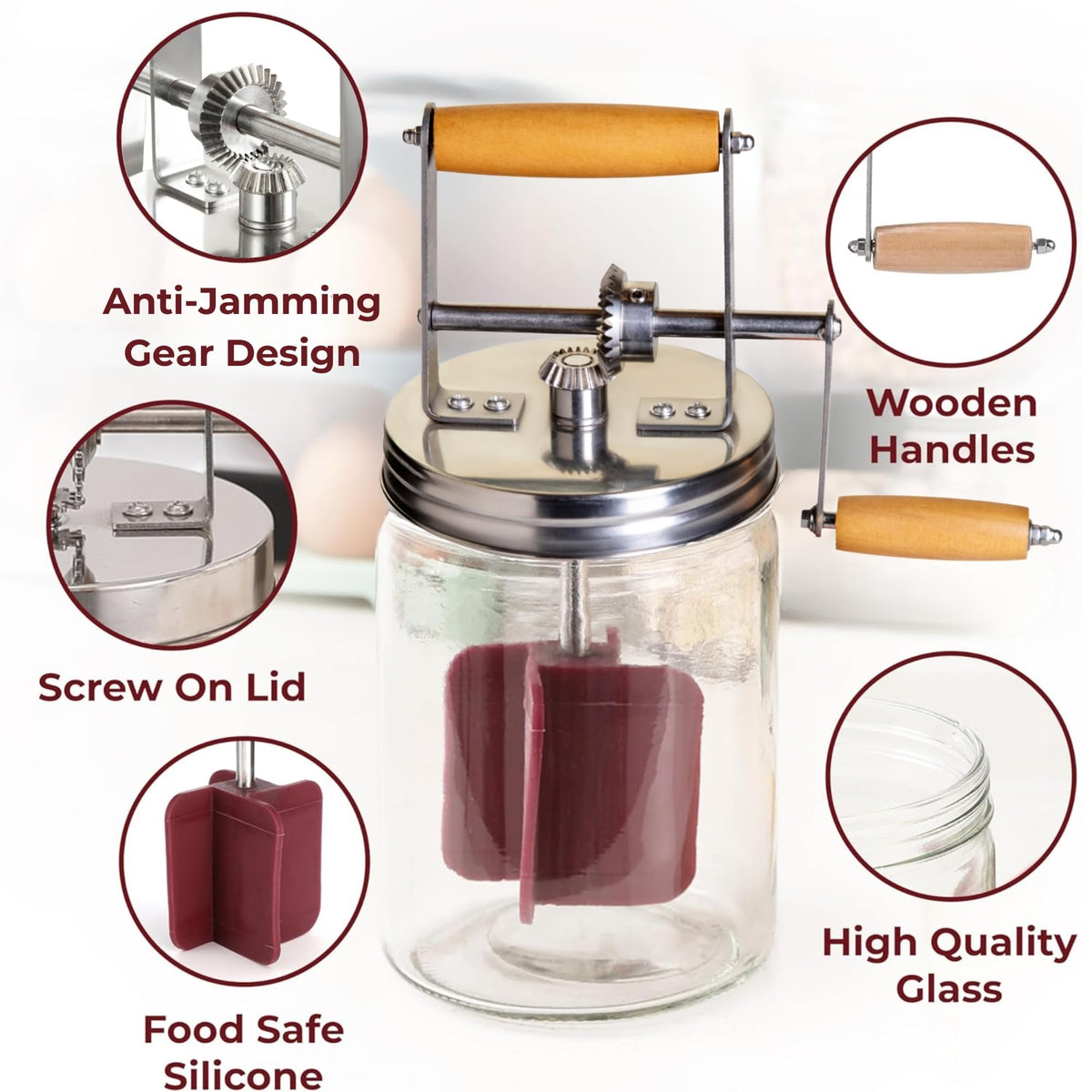 Roman Ventures Dazey Butter Churner butter crock with lid preserves freshness longer.