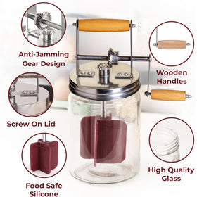 Roman Ventures Dazey Butter Churner butter crock with lid preserves freshness longer.