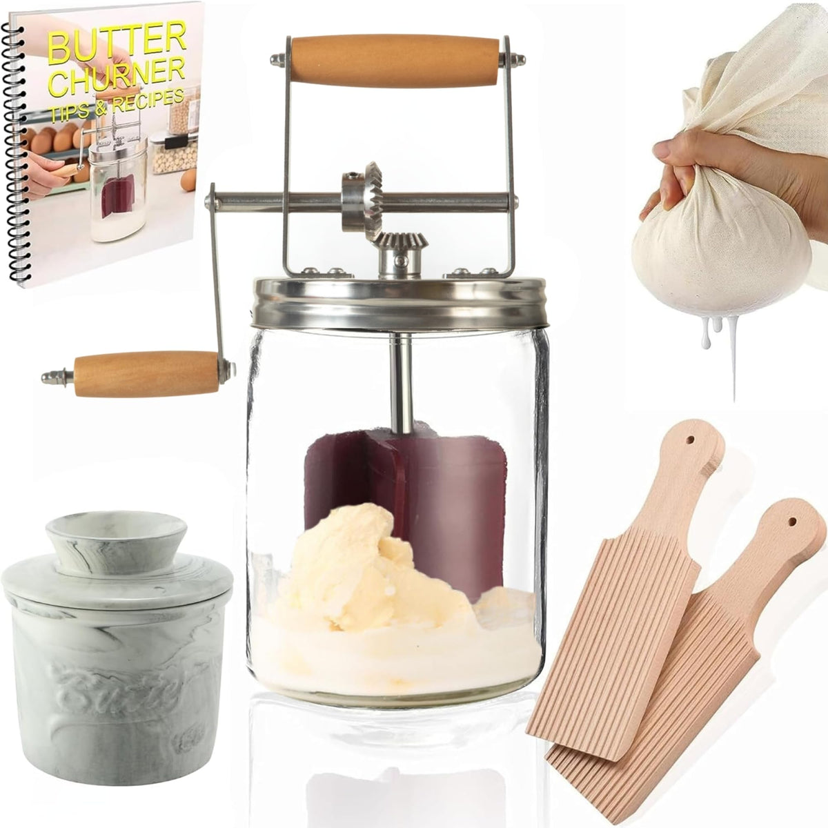 Roman Ventures Dazey Butter Churner front view for homemade butter in your kitchen.