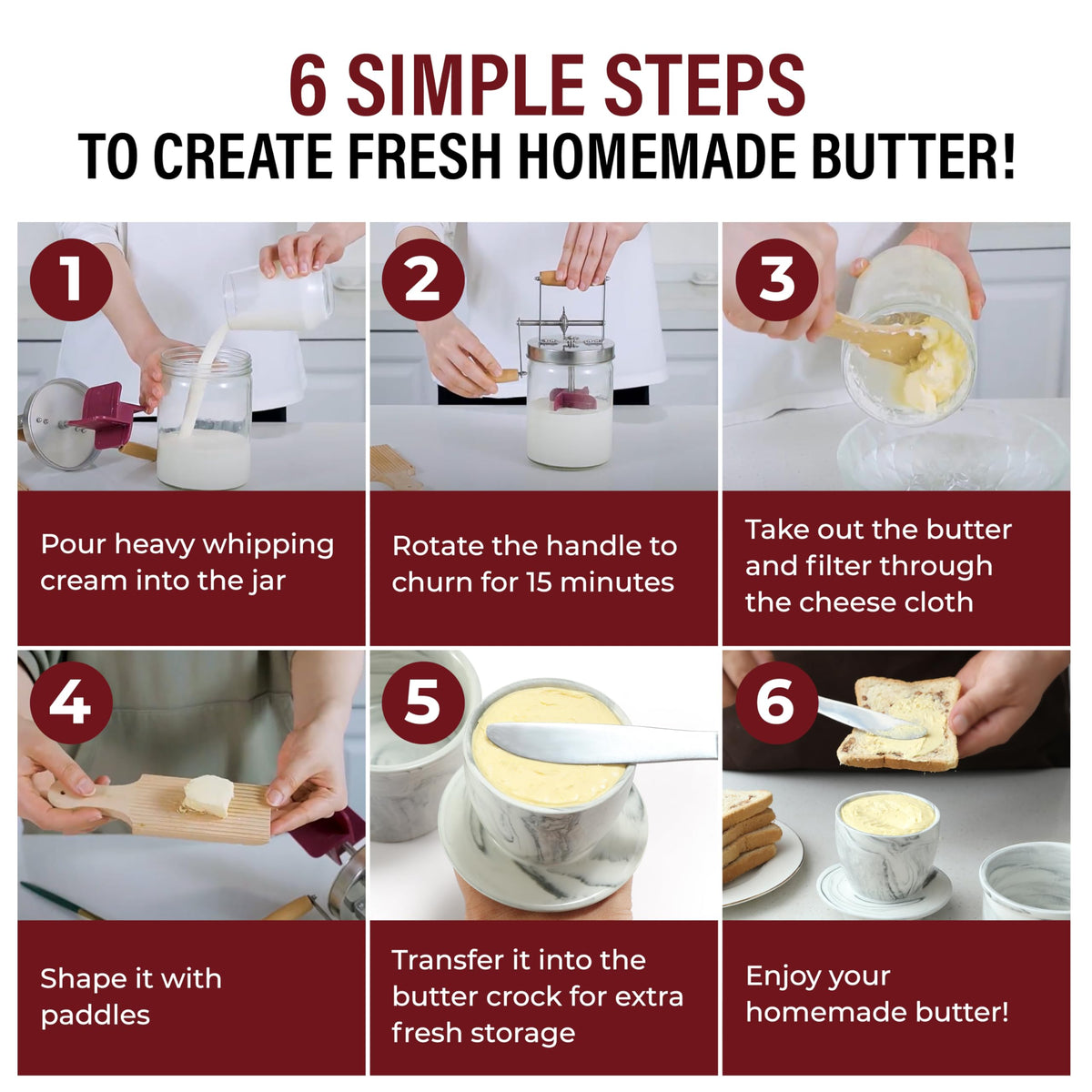 Roman Ventures Dazey Butter Churner recipe book included for easy flavor ideas.