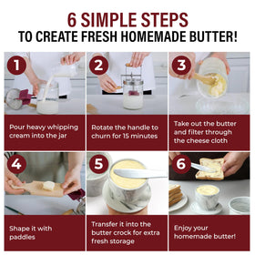Roman Ventures Dazey Butter Churner recipe book included for easy flavor ideas.