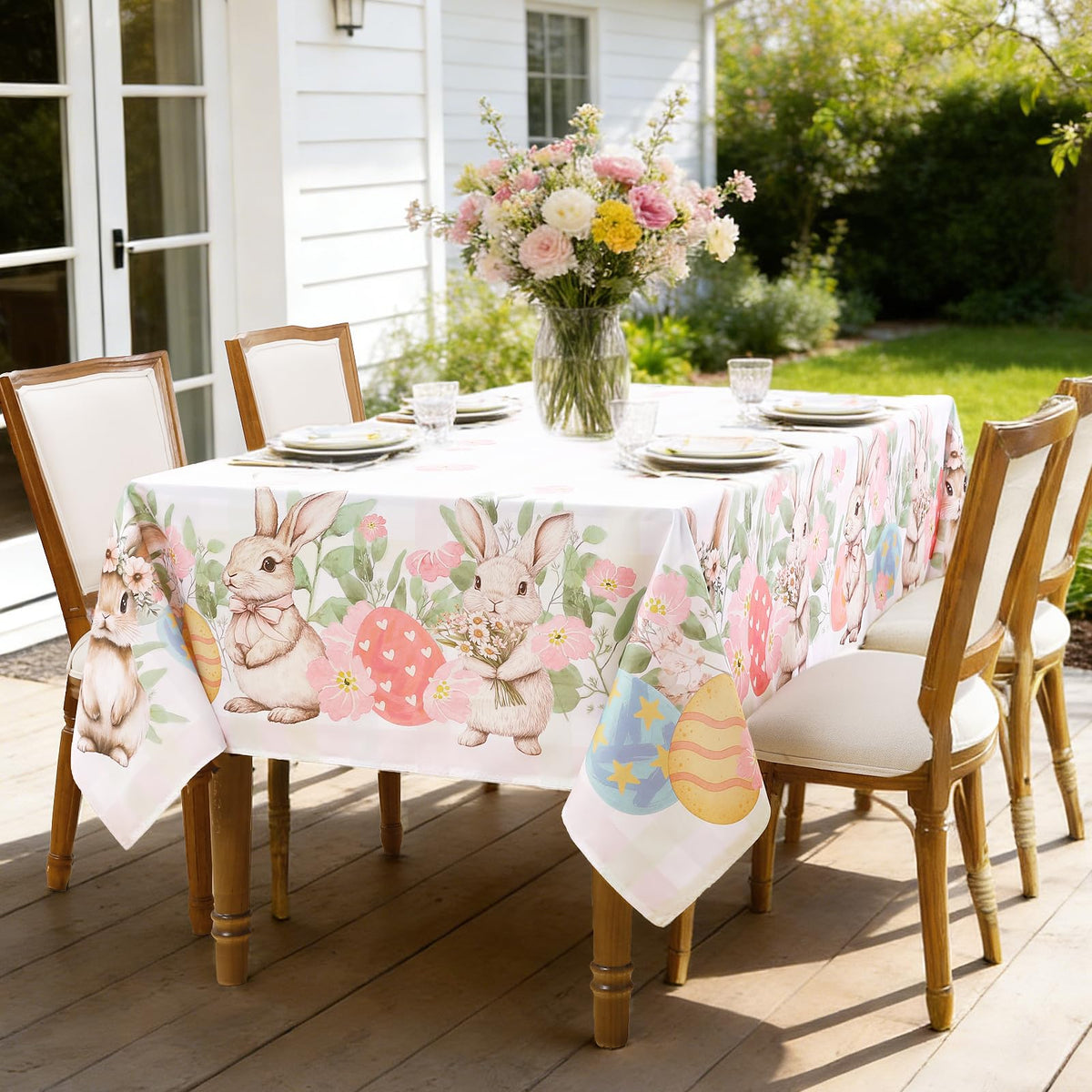 Romanstile buffalo-check plaid design tablecloth for casual tables.