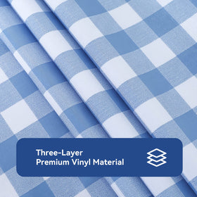 Romanstile camping picnic table cloth keeps surfaces clean on trips.