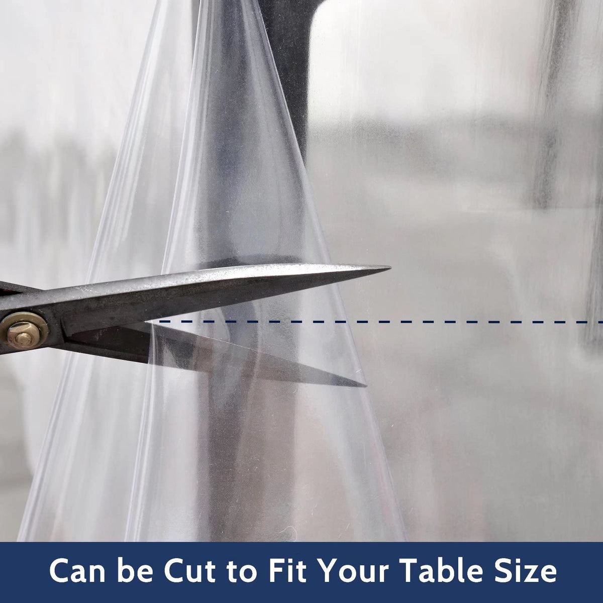 Romanstile cut-to-fit tablecloth demonstrates adaptable sizing for tables