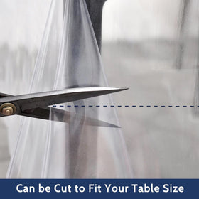 Romanstile cut-to-fit tablecloth demonstrates adaptable sizing for tables