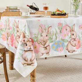 Romanstile easy-care tablecloth; machine washable and quick to dry.
