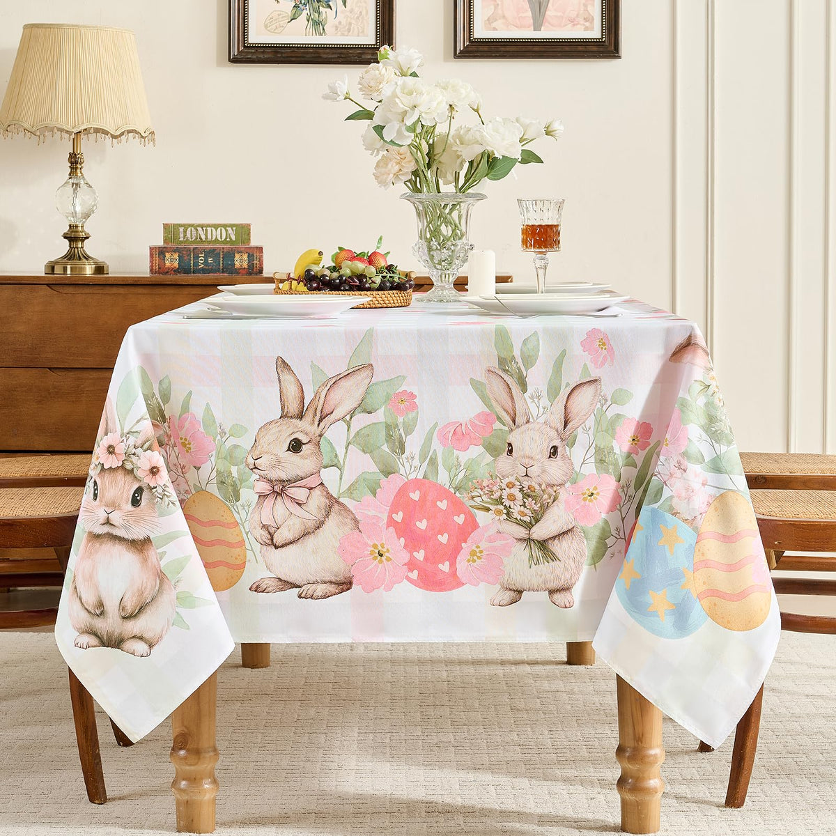 Romanstile indoor-outdoor tablecloth suitable for dinners and picnics.