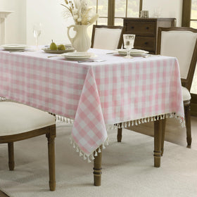 Romanstile plaid checkered tablecloth stays wrinkle-free with light ironing