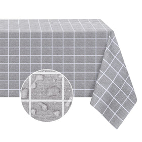 Romanstile rectangle tablecloth in grey provides waterproof protection for any dining setup.