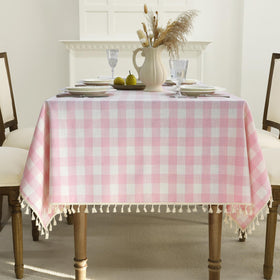 Romanstile spring pink gingham tablecloth adds rustic charm to casual dining