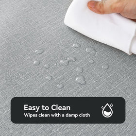 Romanstile tablecloth cut-to-fit for a precise, custom look.