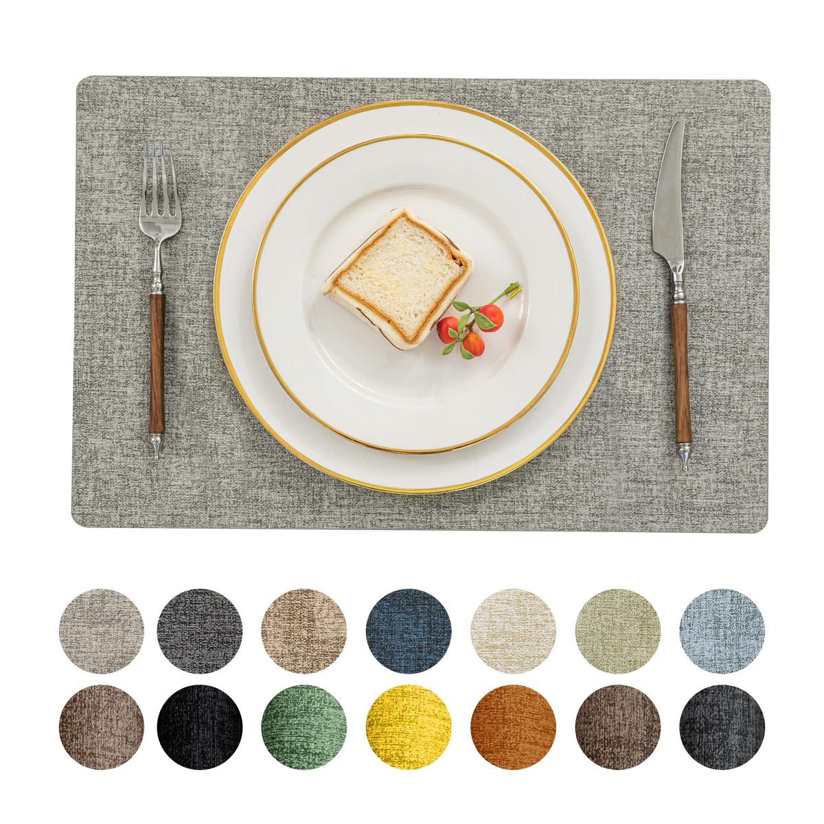 Romanstile vinyl placemats set shows heat-resistant top surface protecting tabletops.