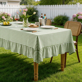Romanstile waterproof linen cotton tablecloth in sage for easy cleanup.