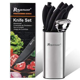 Romanticist 10-piece knife set with block for organized prep.