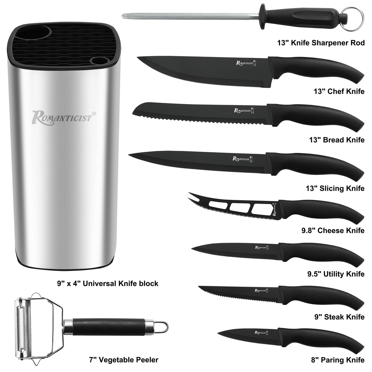 Romanticist knives featuring non-stick coating for easy cleaning.
