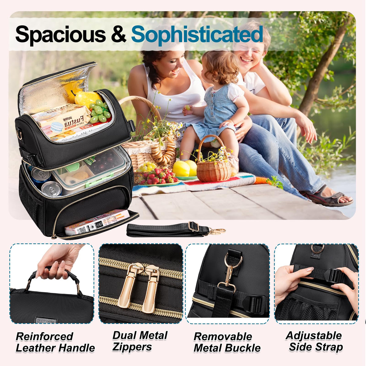 Romenrita work lunch bag in rugged nylon handles daily use
